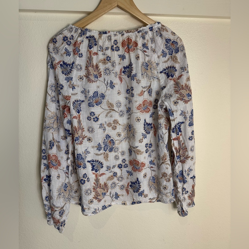 ANA A New Approach M Floral Peasant Blouse Women’s Medium Boho Cottagecore Top - Picture 7 of 9